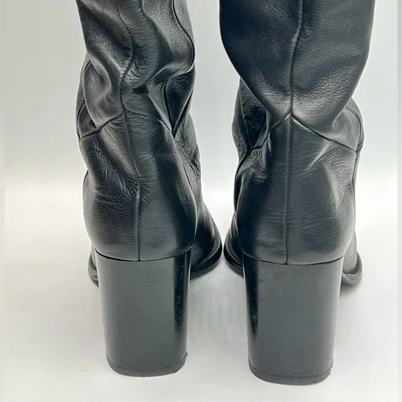 MASSIMO DUTTI Tall Black Leather Boots Size 36 - Picture 6 of 10
